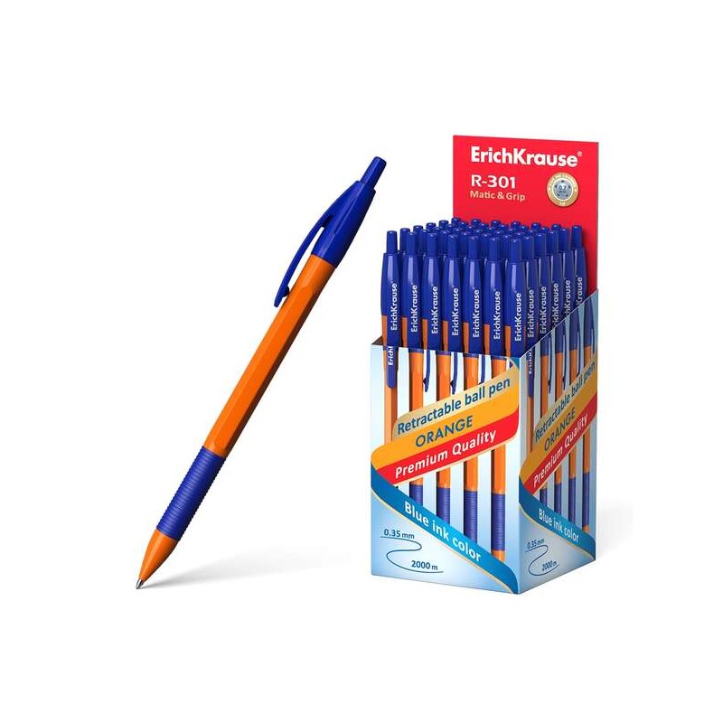 Erichkrause R-301 Arancione MaticeGrip Penna a sfera retraibile - Pennino 07mm - Linea 0.35mm - Impugnatura in gomma - I