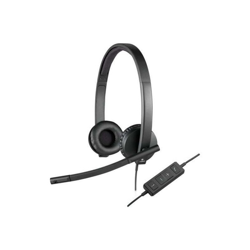 Logitech H570E Cuffia USB con microfono - Microfono pieghevole - Archetto regolabile - Cuscinetti auricolari imbottiti -