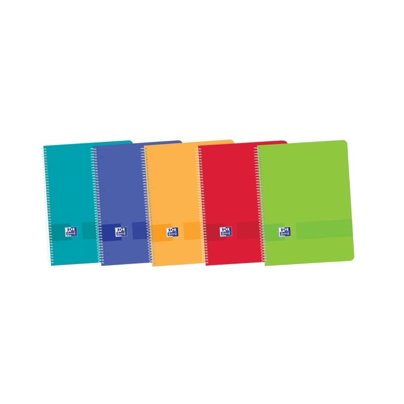 Oxford Live e Go Europeanbook A4+ - Copertina in plastica - 1 riga 2 margini - 80 fogli - Colori assortiti