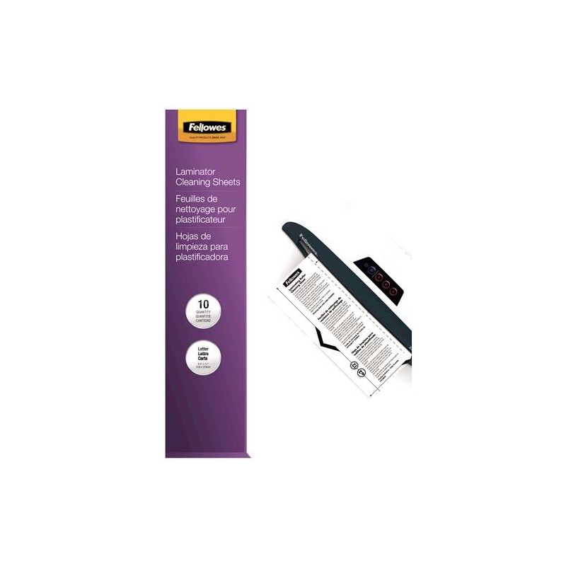 Fellowes Confezione da 10 fogli di pulizia A4 e supporto per laminatore A4 per laminatore