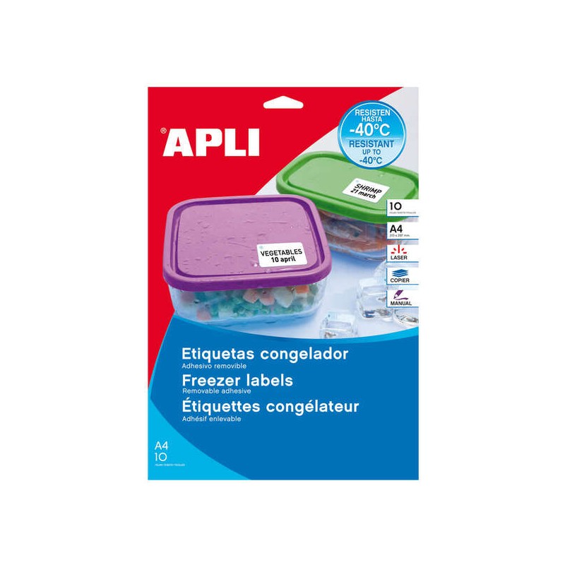 Apli Etichette bianche speciali per congelatori 38.1 x 21.2 mm 10 fogli