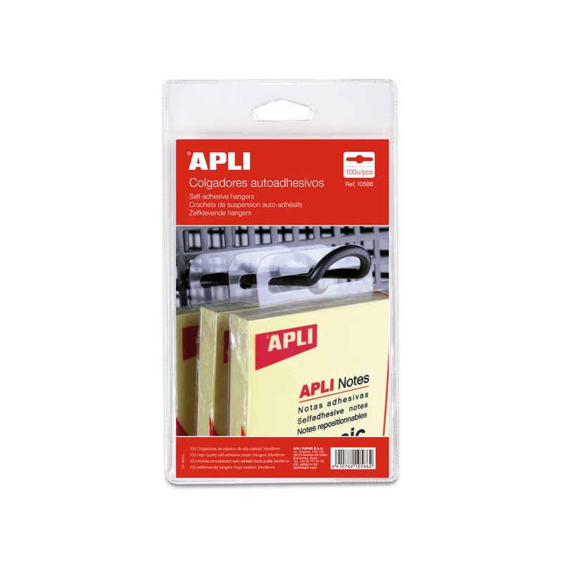 Apli Appendini autoadesivi Eurohole 34x48 mm - Ideali per prodotti leggeri e di medio peso - Sacchetto con 100 unità