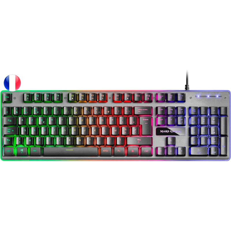 Tastiera da gioco Mars Gaming MK220 - Tecnologia H-MECH - Illuminazione arcobaleno FRGB - Pannello in alluminio - Base A
