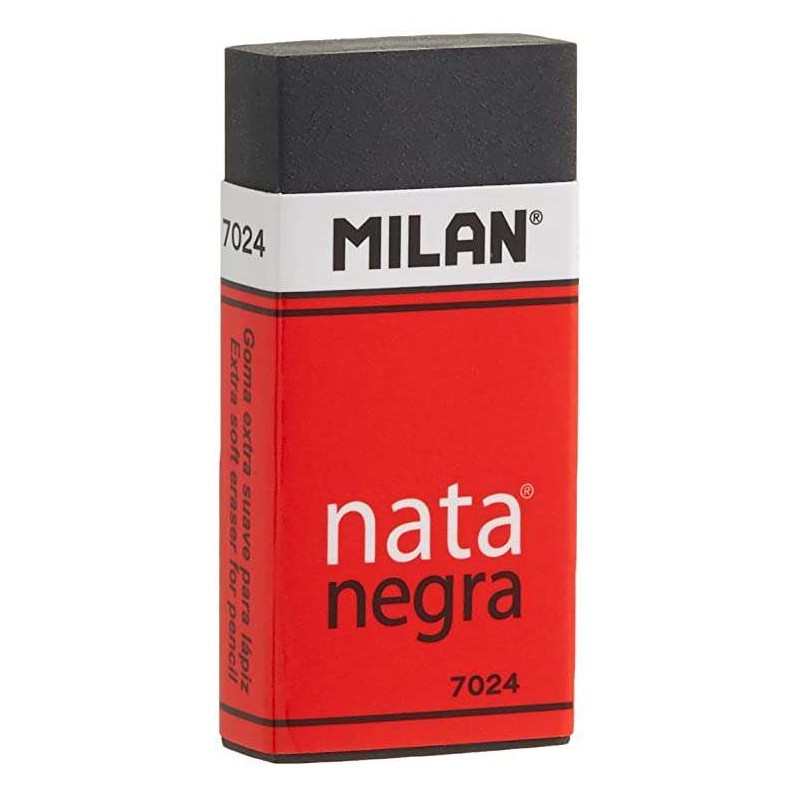 Milan Nata 7024 Gomma rettangolare - Plastica - Scatola di cartone rossa - Incartata singolarmente - Extra morbida - Col