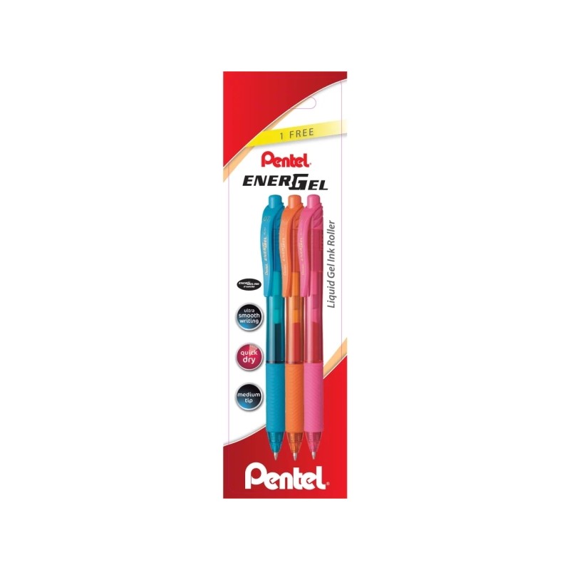 Pentel EnerGel X Confezione da 3 penne a sfera a inchiostro gel retraibile - Punta 0.7 mm - Tratto 0.35 mm - Ricaricabil