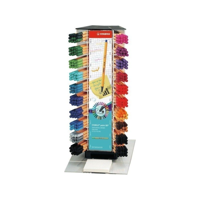 Display Stabilo Point 88 con 240 penne con punta in fibra - Tratto di circa 0.4 mm - Inchiostro a base d'acqua - Colori 