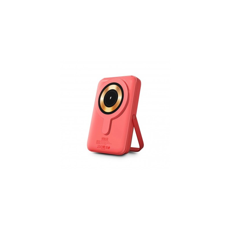 Urban Factory Magnee Powerbank universale da 10000mAh - Ingresso USB-C - Uscita USB-C. USB-A e wireless - Colore corallo