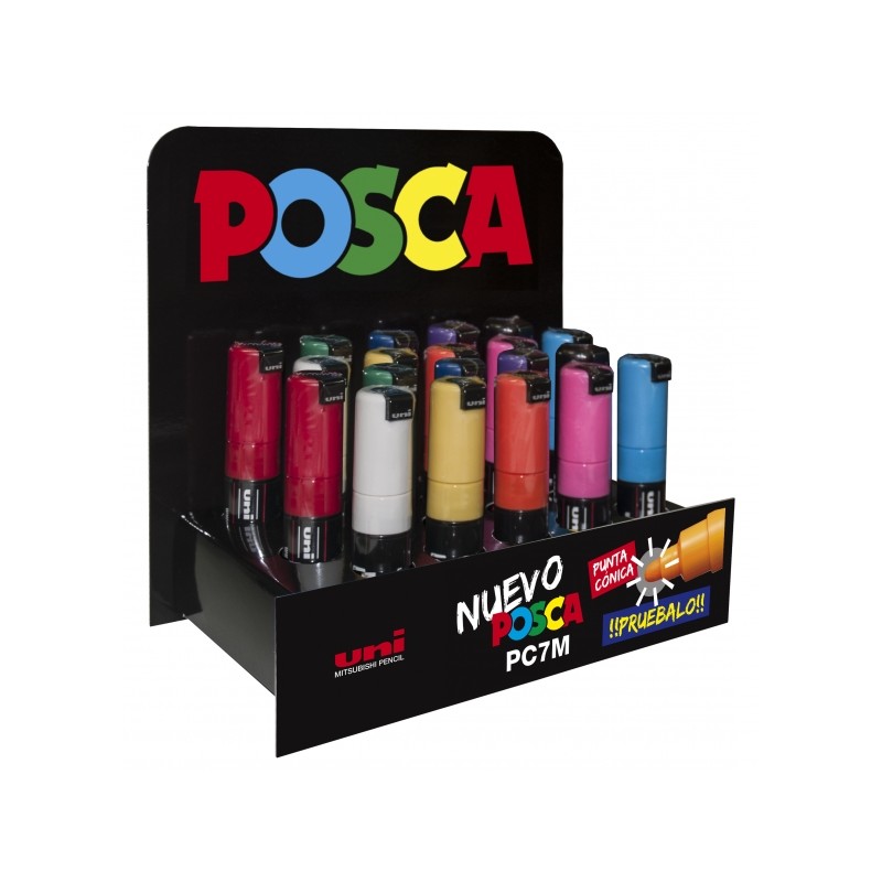 Posca PC-7M Display di 20 pennarelli - Punta 4.5-5.5 mm - Inchiostro a base d'acqua - Resistente alla luce - Colori asso