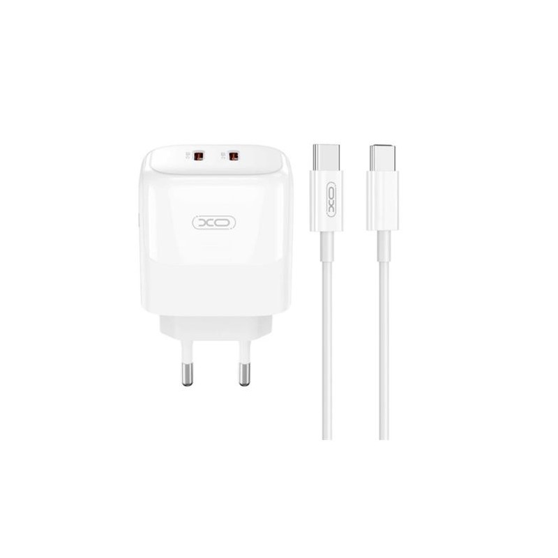 XO Pack Caricabatterie 2x USB-C 35W Carica rapida + Cavo USB-C 1m