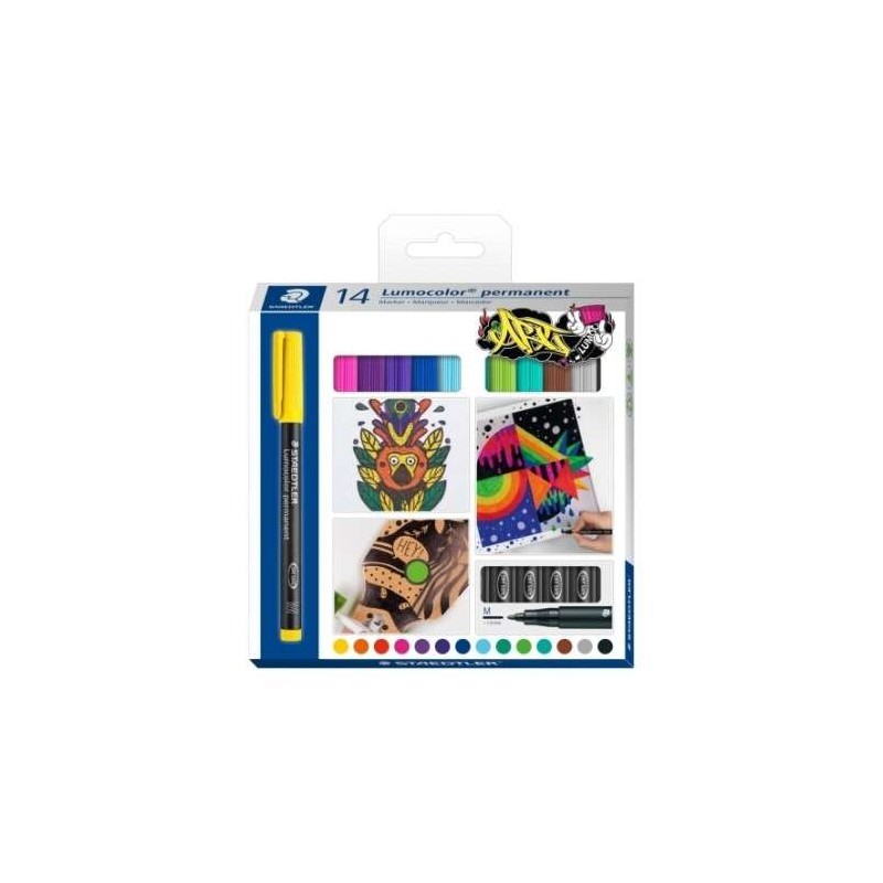 Staedtler Lumocolor 317 Confezione da 14 pennarelli permanenti - Tondo medio - Tratto 1 mm circa - Cappuccio con clip - 
