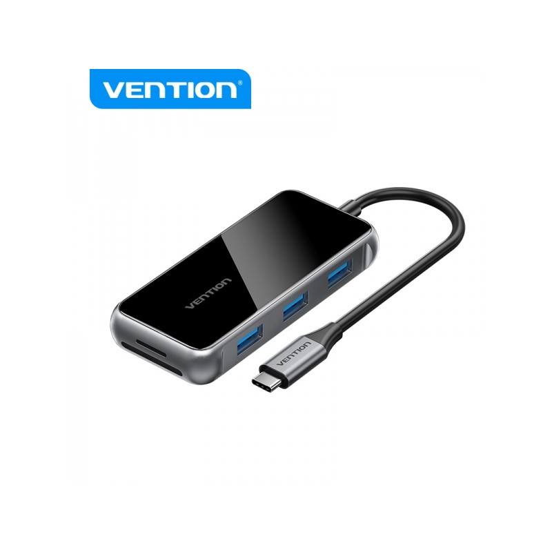 Vention Docking Station 7 in 1 da USB-C a HDMI/3xUSB3.0/lettore SD/MicroSD/PD100W - 0.15 m - Colore grigio