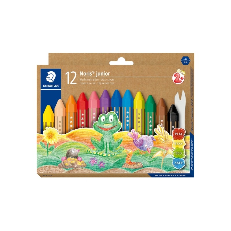 Staedtler Noris Junior Confezione da 12 pastelli extra spessi - Forma esagonale - Colori assortiti