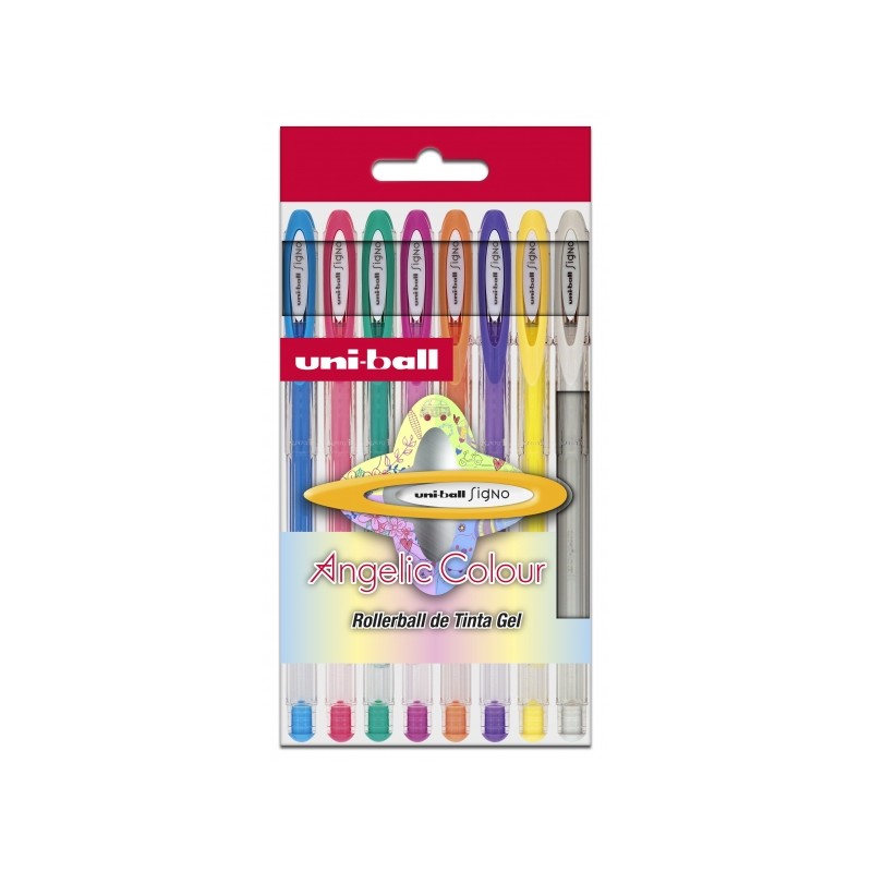 Uni-ball Signo Angelic Confezione da 8 Roller a inchiostro gel - Punta a sfera 0.7 mm - Inchiostro resistente all'acqua 