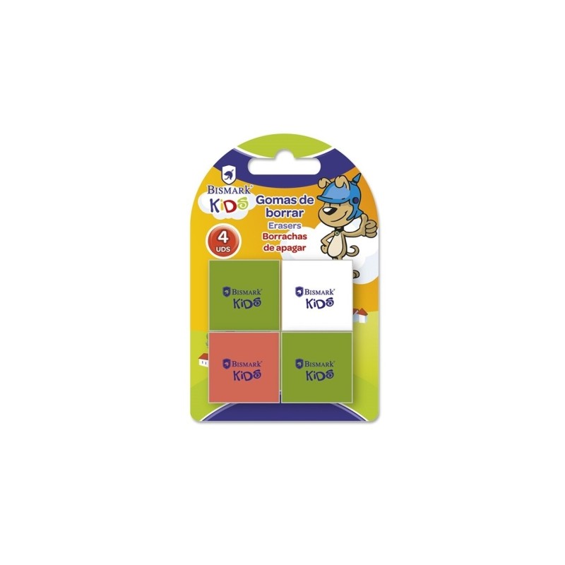 Bismark Kids Confezione da 4 elastici quadrati 2.8x2.8 cm - Colori assortiti