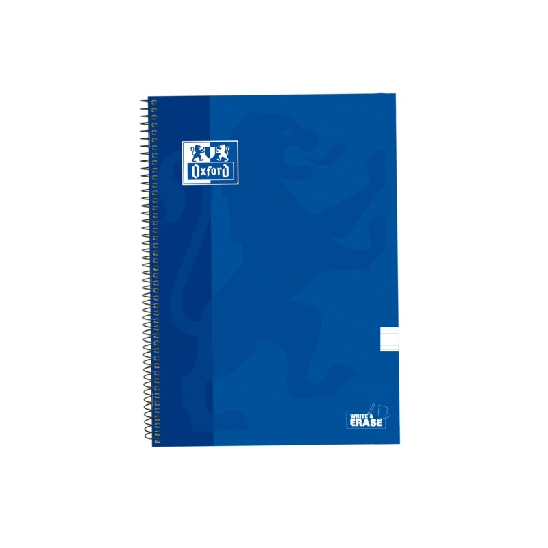 Taccuino a spirale Oxford School Classic - Taccuino a spirale WriteeErase - Riga da 3.5 mm con margine - 80 fogli - Blu 