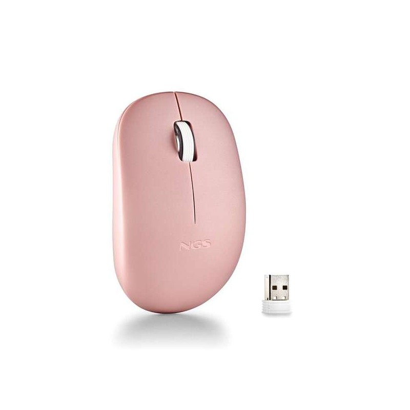 Mouse wireless NGS con tasti silenziosi - 2 pulsanti - Ambidestro - Rosa
