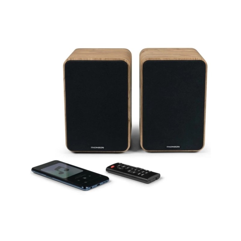 Thomson WS602DUO 100W Altoparlanti Bluetooth 5.0 - Ingresso RCA. ottico - Telecomando - Colore legno