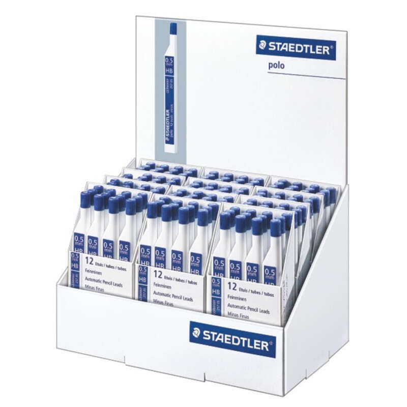Staedtler 257 Polo Display di 144 tubetti di mina per matite meccaniche HB da 0.5 mm - Resistente e durevole - Adatto al
