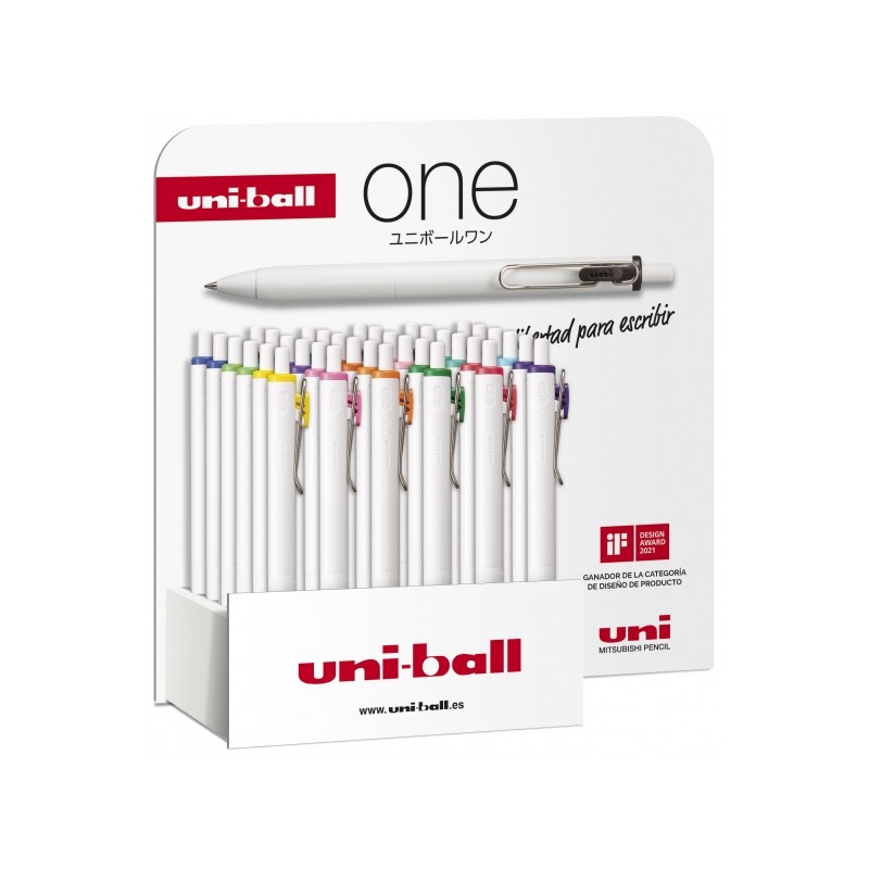 Uni-ball ONE UMN-S-07 Display di 36 penne a inchiostro - Punta a sfera 0.7 mm - Scrittura ultra scorrevole - Impugnatura