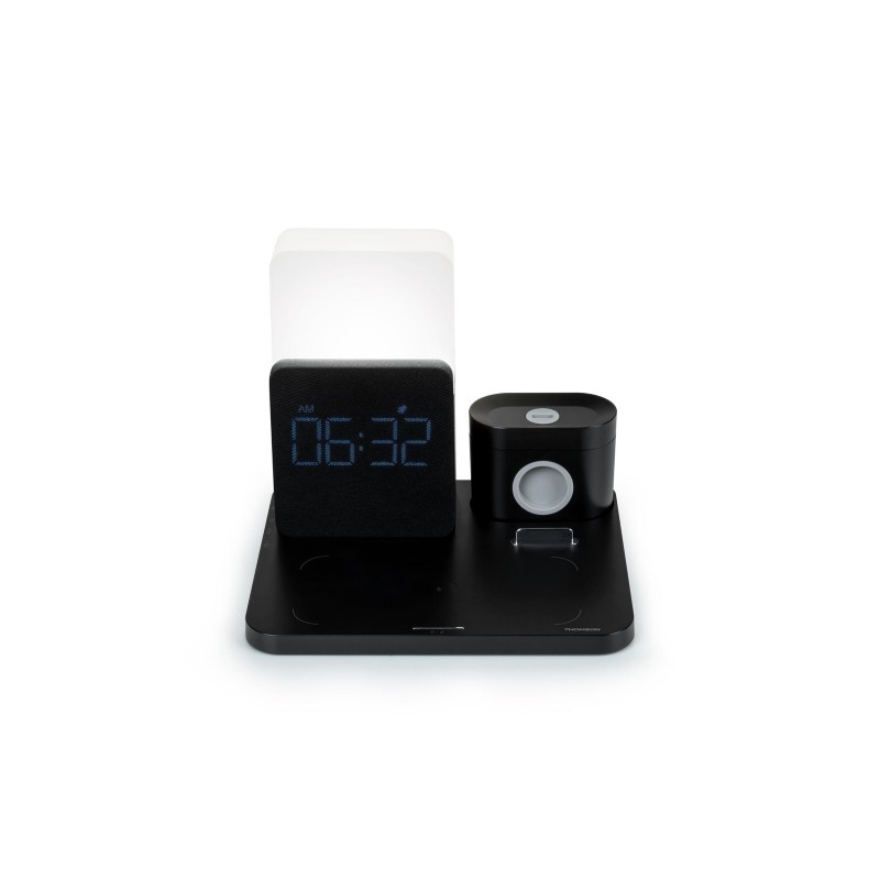 Sveglia Thomson con stazione di ricarica wireless per smartphone. smartwatch - ricarica cuffie USB-C - display LCD - luc