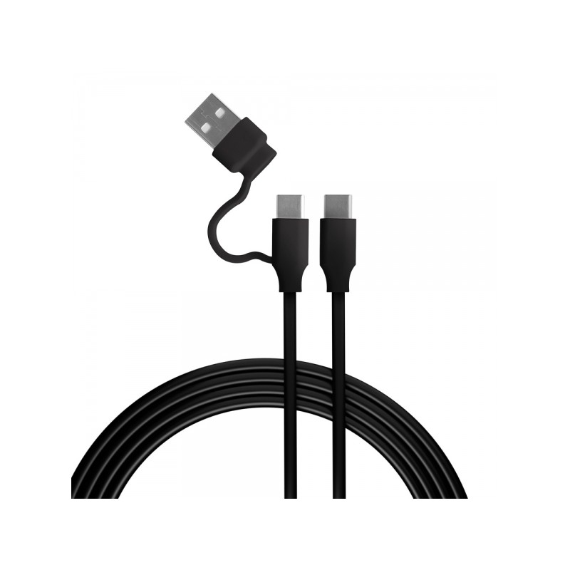 FR-TEC Cavo di ricarica da USB-C a USB-C con adattatore USB-A - Compatibile con le porte PS5 - Lunghezza 3 m - Colore ne