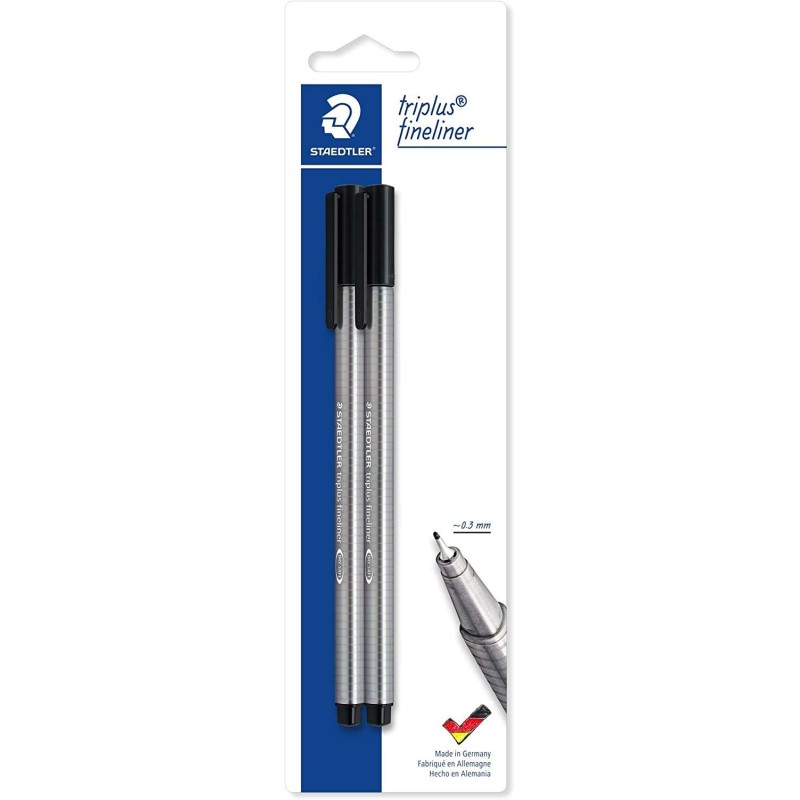 Staedtler Triplus Fineliner 334 Confezione da 2 matite per alimenti - 0.3 mm circa - Design ergonomico - Inchiostro a ba