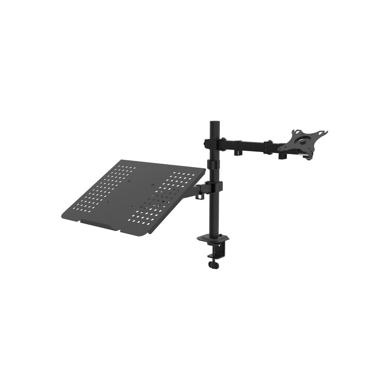 Unykach UK1420 Supporto da tavolo per monitor da 10-32 con braccio articolato + supporto per laptop - Girevole. inclinab