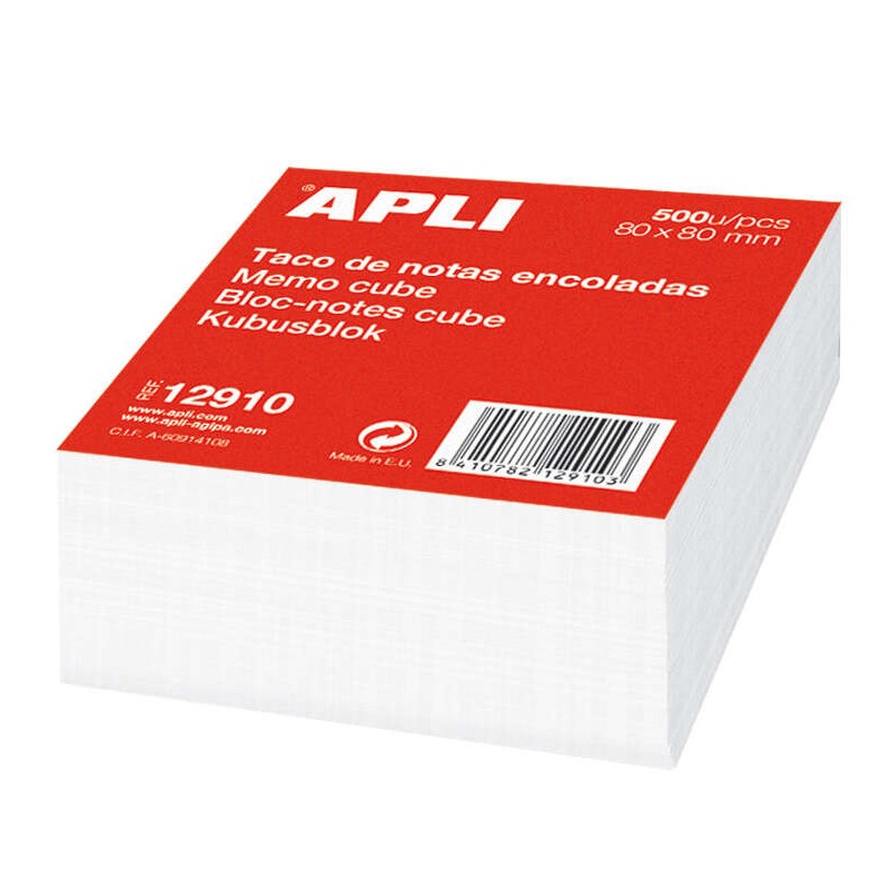 Apli Taco de 500 Fogli 80x80mm - Fogli incollati - Colore Bianco