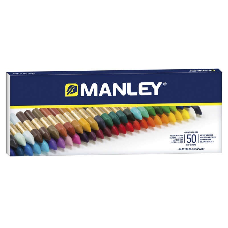Confezione da 50 pastelli a cera morbida Manley - Ideali per varie tecniche e applicazioni - Ampia gamma di colori - Col