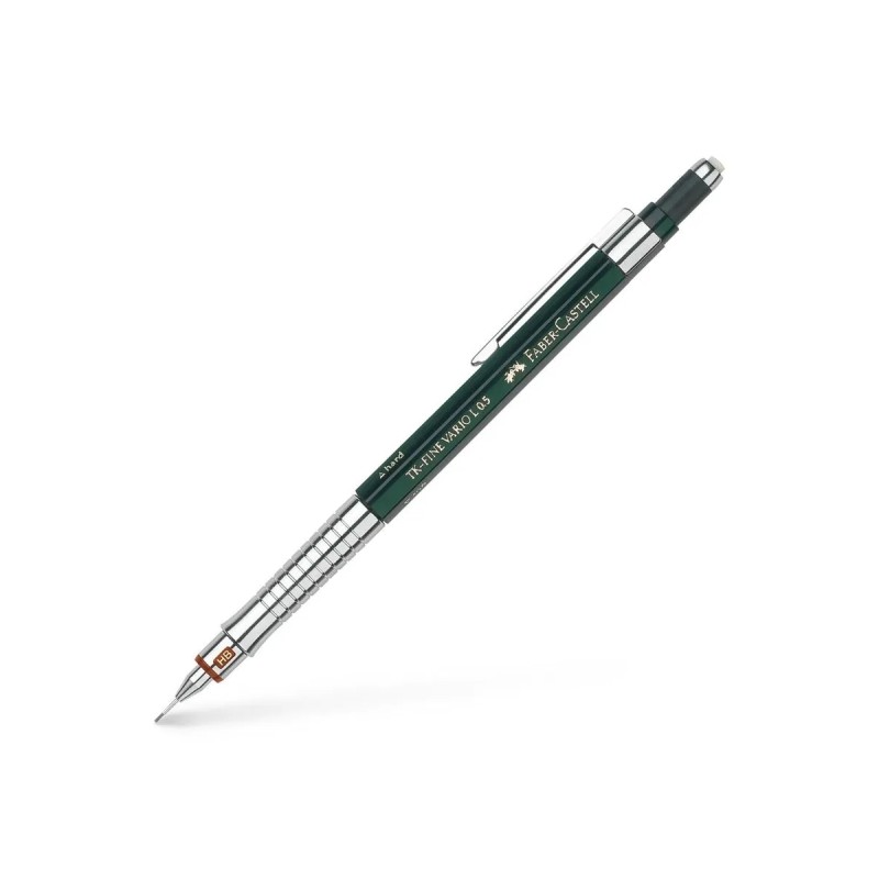 Matita meccanica Faber-Castell TK-Fine Vario L HB 0.5 mm - Con gomma - Clip in metallo - Colore verde