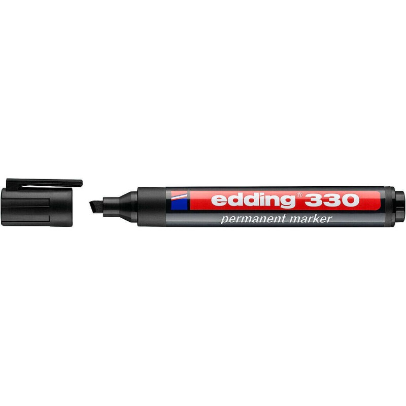Marcatore permanente Edding 330 - Punta smussata - Larghezza del tratto da 1 a 5 mm. - Inchiostro quasi inodore - Cappuc