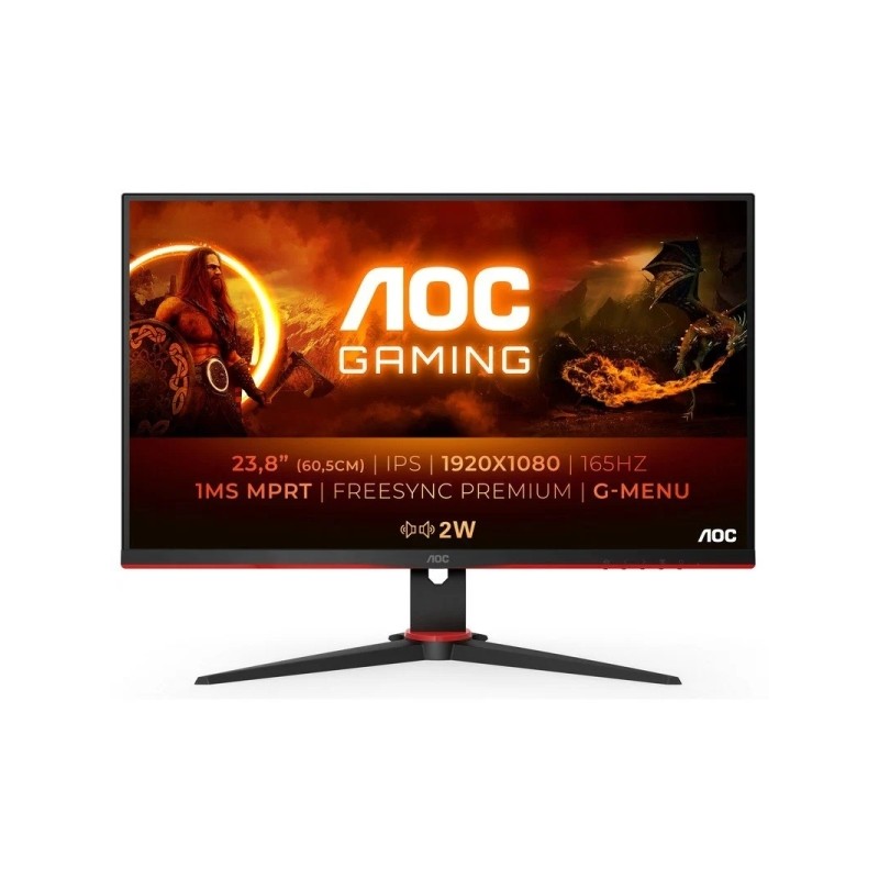 Monitor AOC 24G2SPAE/BK 23.8 WLED IPS FullHD 165Hz - Risposta 1ms - Angolo di visione 178° AMD FreeSync - Altoparlanti 