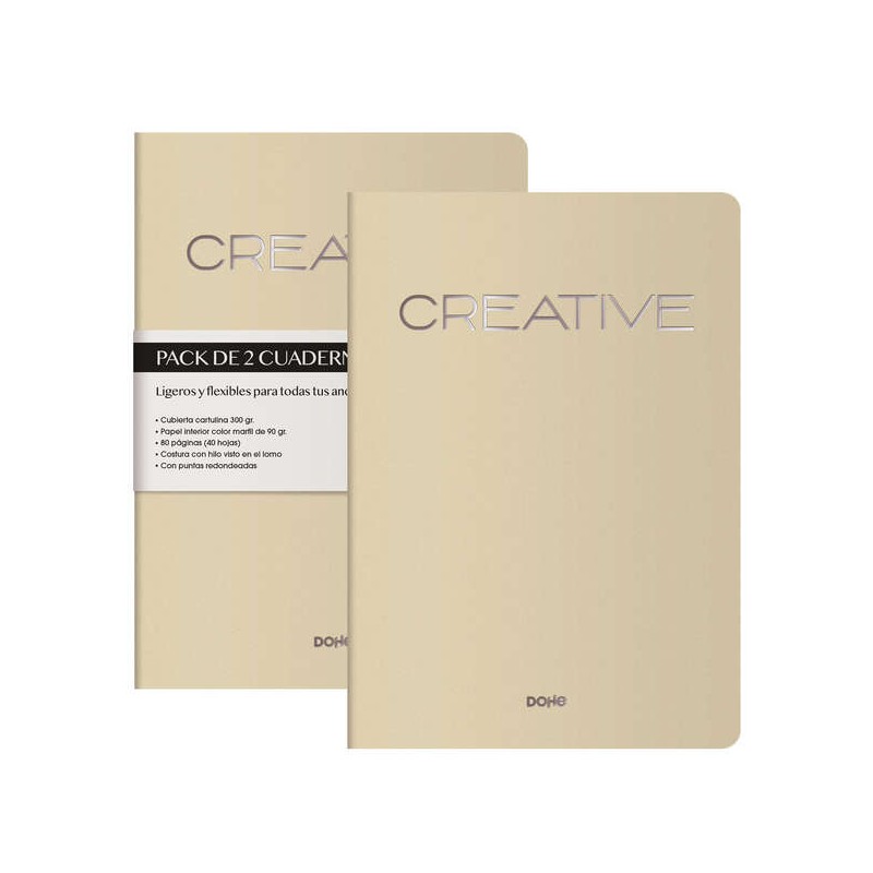 Dohe Creative Notebook Quaderno A4 40 fogli a righe - Carta tamponata 90 g/m2 - Copertina in cartoncino 300g/m2 - Colore