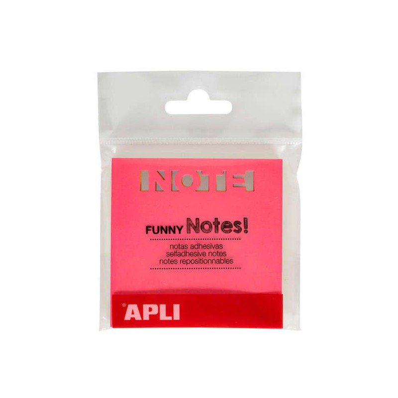 Apli Sticky Notes Blocco note fustellate 75x75mm 75 fogli - 3 colori assortiti fluorescenti - Ultra adesivo - Colori ass