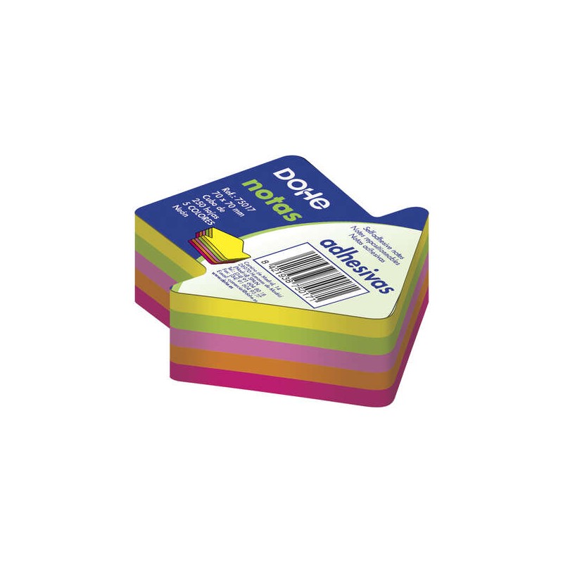 Dohe Cubo di 250 foglietti riposizionabili a forma di freccia - Formato 70x70mm - Carta da 75gr - Ideale per l'ufficio e