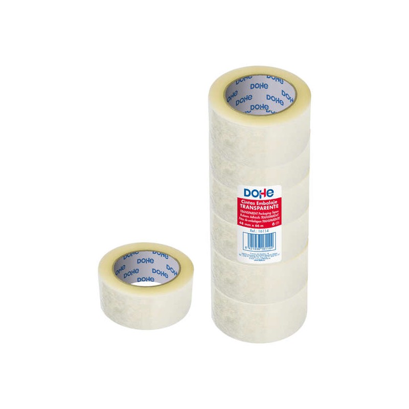 Dohe Confezione da 6 guarnizioni in polipropilene - Dimensioni 48 mm x 66 m - Trasparente