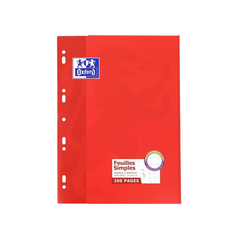 Oxford Refill A4 100 fogli Seyes Margin Sheets - Carta di alta qualità - Griglia di scrittura ordinata Seyes - Margine 