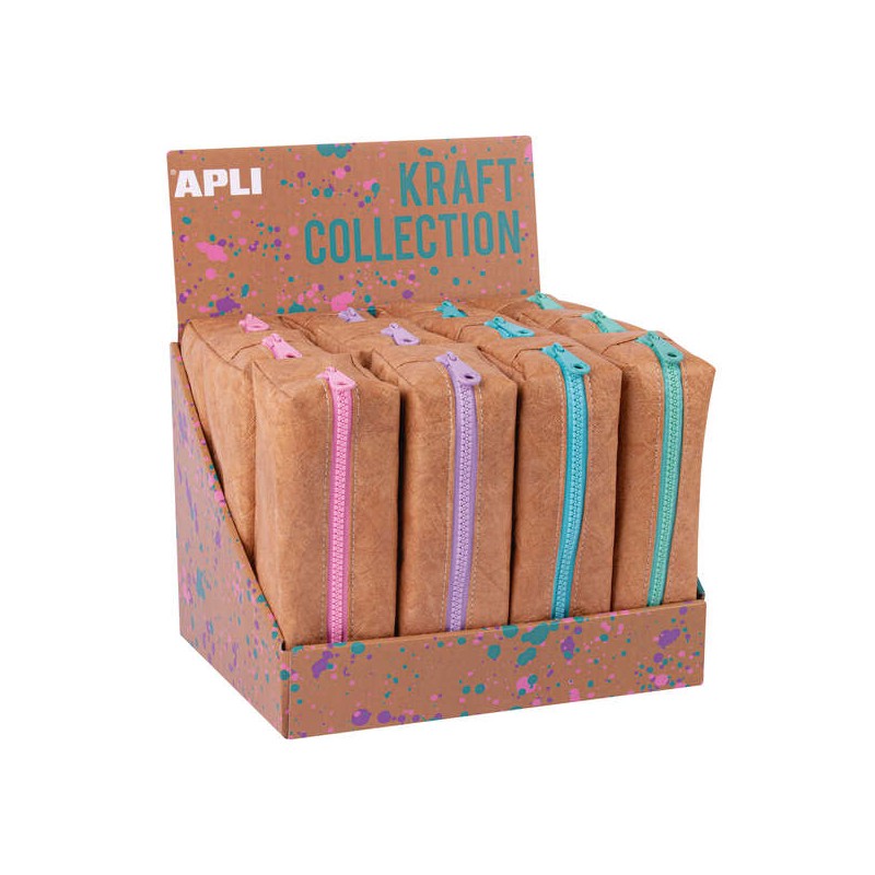 Apli Kraft Collection Custodia compatta con cerniera color pastello - Misure 185x75x55 mm con grande capacità. flessibi