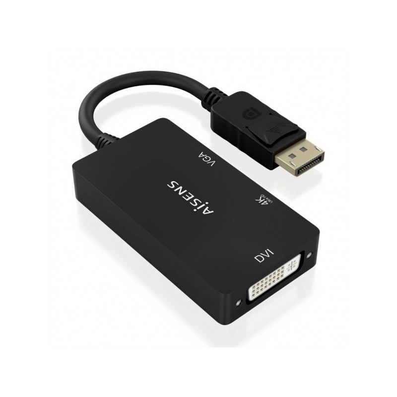 Convertitore Aisens MST/SST Displayport a DVI/HDMI/VGA 3 in 1 - Connettore DP maschio - Uscite HDMI. DVI e VGA 4K@60Hz -