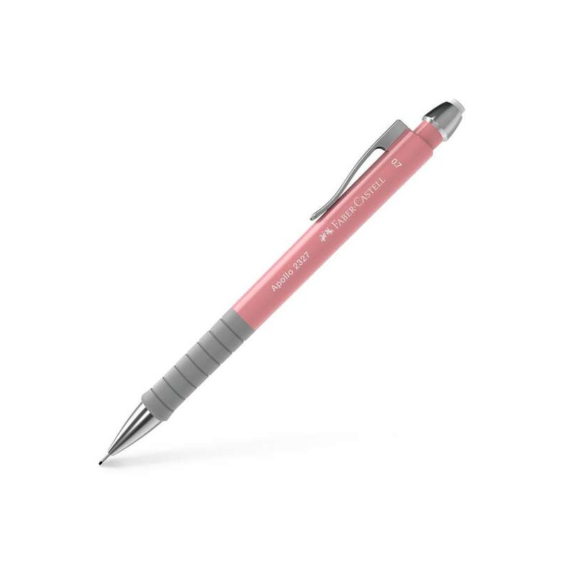 Matita meccanica Faber-Castell Apollo - Matita da 0.7 mm - Impugnatura ergonomica - Gomma incorporata - Fusto rosa