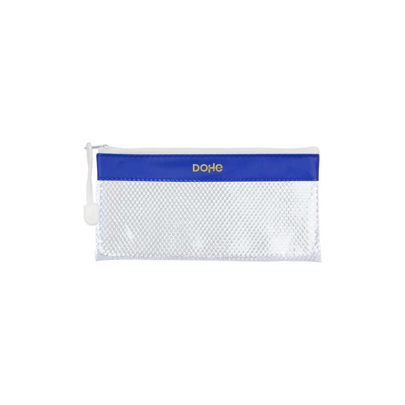 Borsa Dohe 22x11cm - In PVC - Resistente all'acqua - Ideale per i viaggi - Chiusura a cerniera - Banda blu - Colore blu