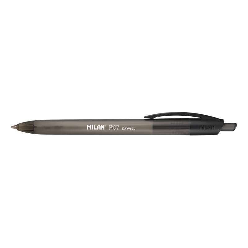 Milan P07 Penna gel retraibile a secco - Pennino 0.7 mm - Asciugatura rapida - Colore nero