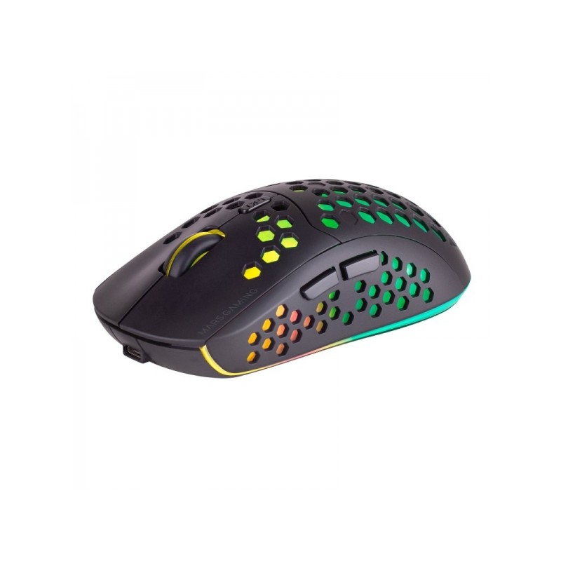 Mars Gaming MMW3 Mouse wireless ultra leggero - Flusso RGB - Sensore ottico 3200 DPI - Interruttori HUANO - Connessione 