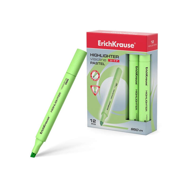 Erichkrause Visioline V-17 Evidenziatore a pastello - Punta smussata - Tratto da 0.6 a 4.5 mm - Inchiostro a base d'acqu