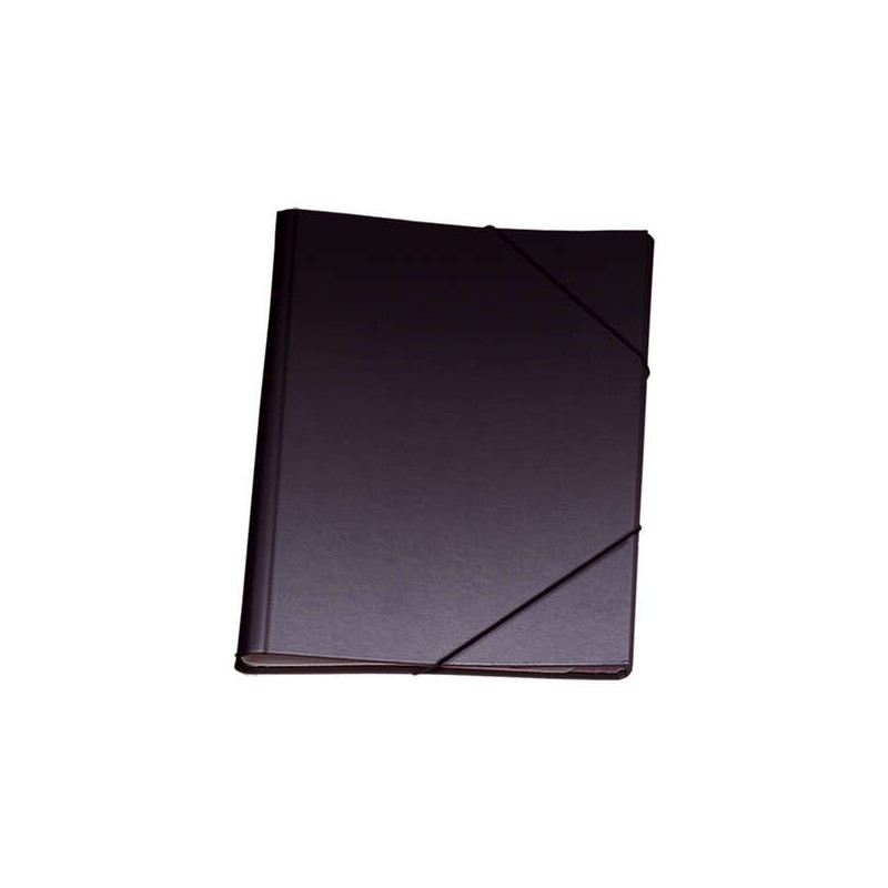 Cartella Dohe a 12 scomparti - Formato Folio - Cartone laminato - Chiusura con fascette di gomma - Colore nero