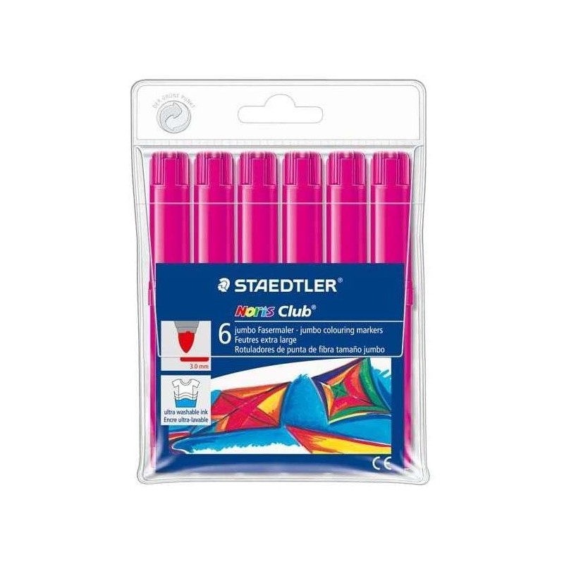 Staedtler Noris Watercolour 340 Confezione da 6 pennarelli grandi - tratto 3 mm circa - facilmente lavabile - inchiostro