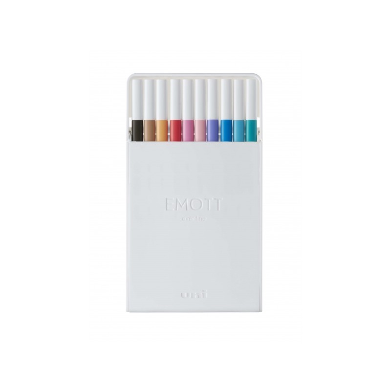 Uni-ball PEM-SY Set Nº2 Emott Colori Pastello Confezione da 10 pennarelli a tratto fine - Punta da 0.4 mm - Inchiostro 
