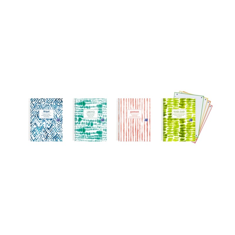Oxford Japandi A5+ Europeanbook 4 Hardback - Taccuino con 120 fogli - Formato A5+ - 4 modelli diversi