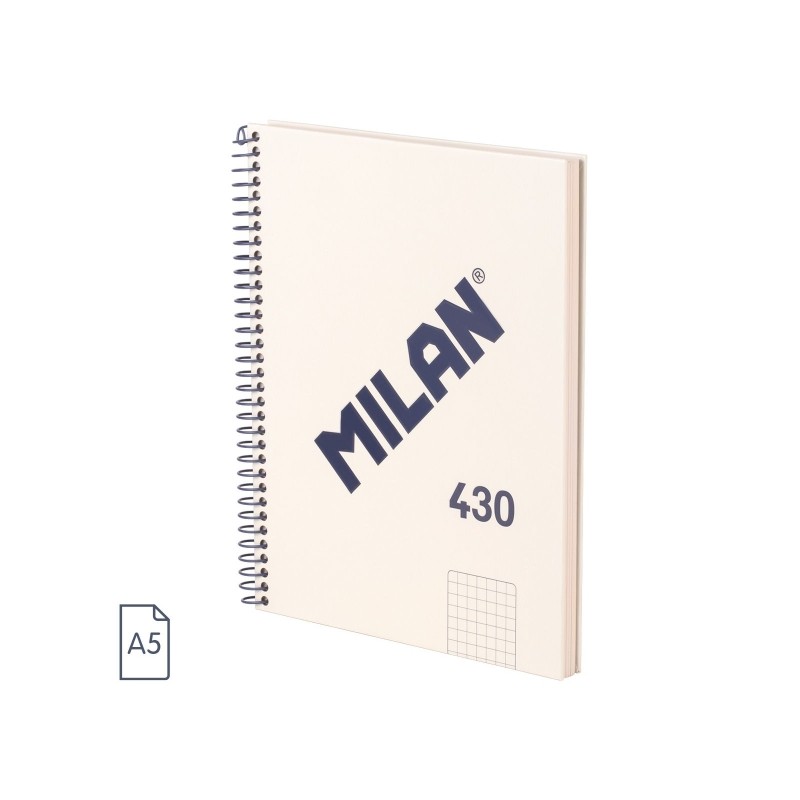 Taccuino a spirale Milano Serie 1918 Formato A5 Griglia 5x5mm - 80 fogli da 95 gr/m2 - Microperforato. 2 fori - Colore B