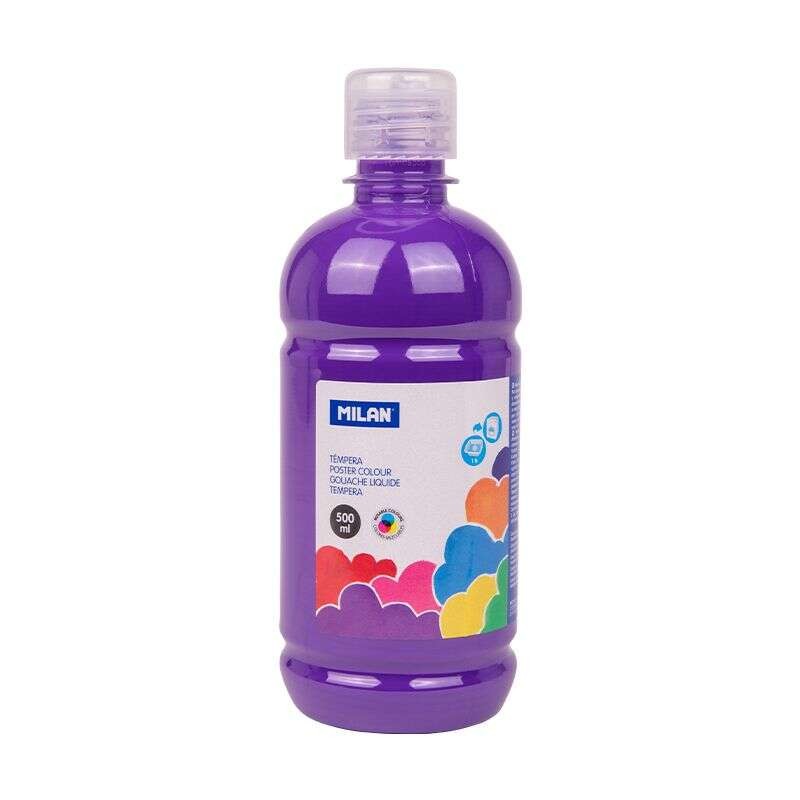 Tempera Milano Flacone 500ml - Tappo dosatore - Asciugatura rapida - Miscelabile - Colore Viola
